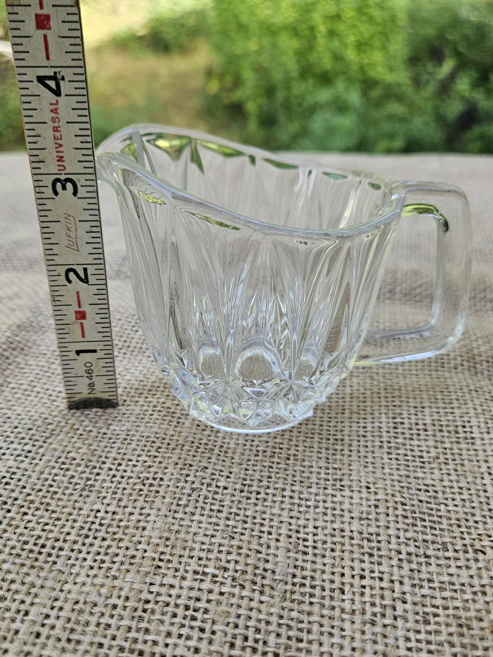 Clear Crystal Glass Creamer Pitcher - Classic Faceted Design
